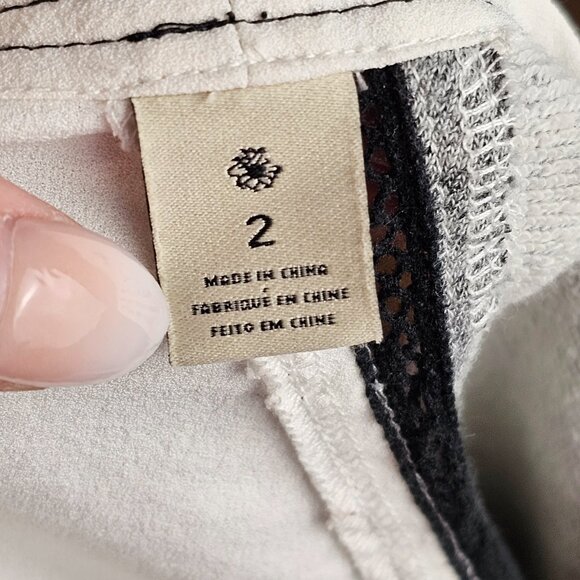 Maison Scotch White T-Shirt w/ Grey Sleeves Sz 2 - Picture 7 of 10